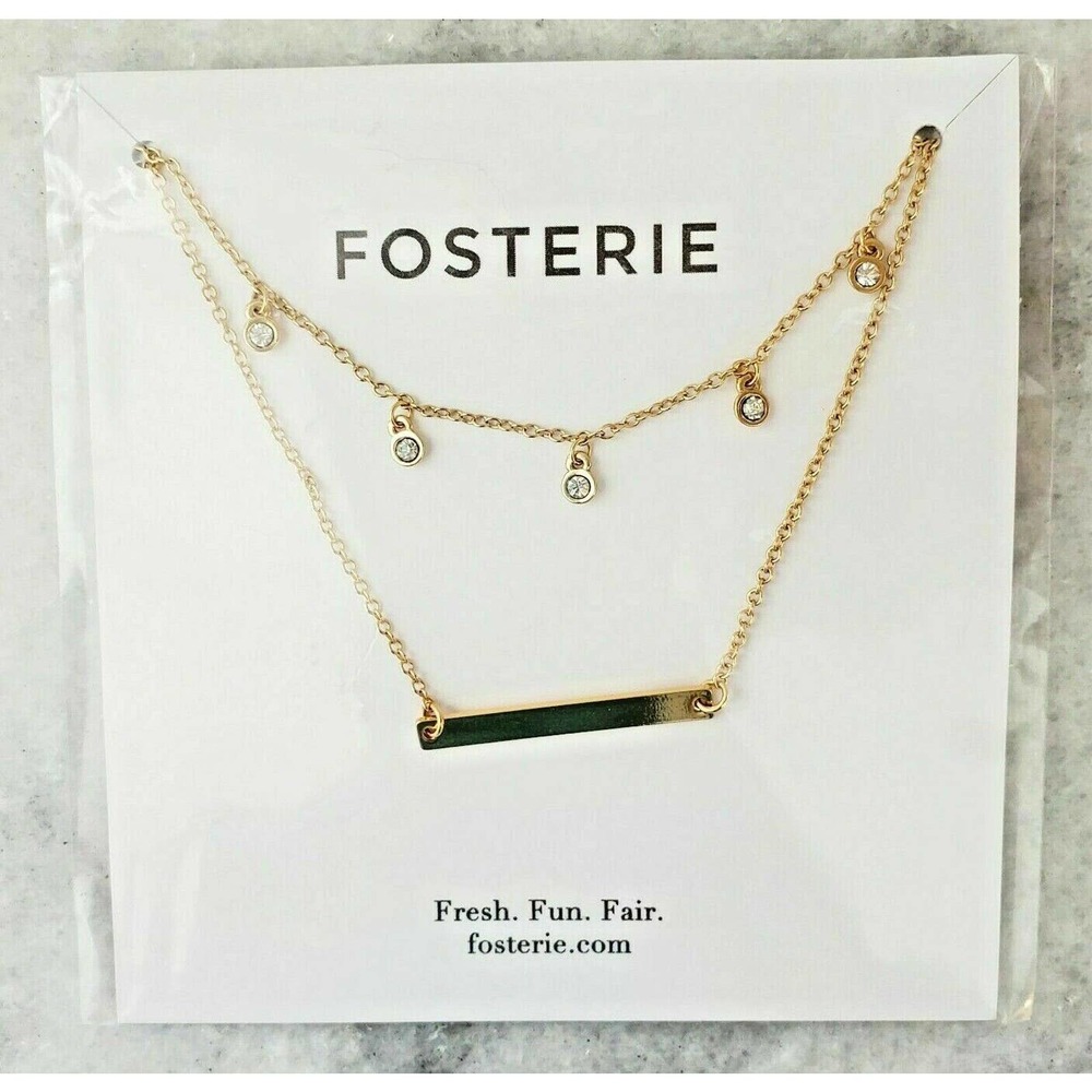 Fosterie Layered Gem Necklace Gold-toned Handmade Necklace Causebox New in Pack